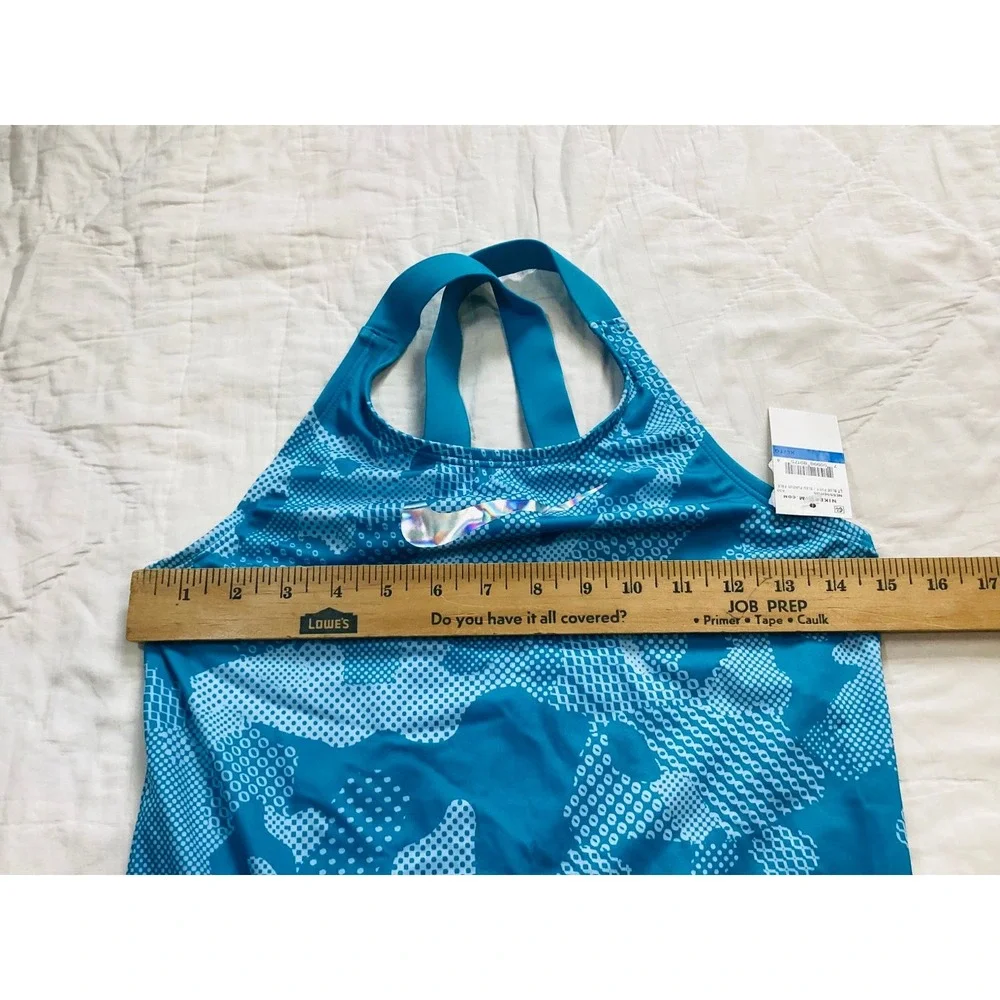 New Nike Tankini Swim Top XL Girls Light Blue Fury Optic Camo Crossback